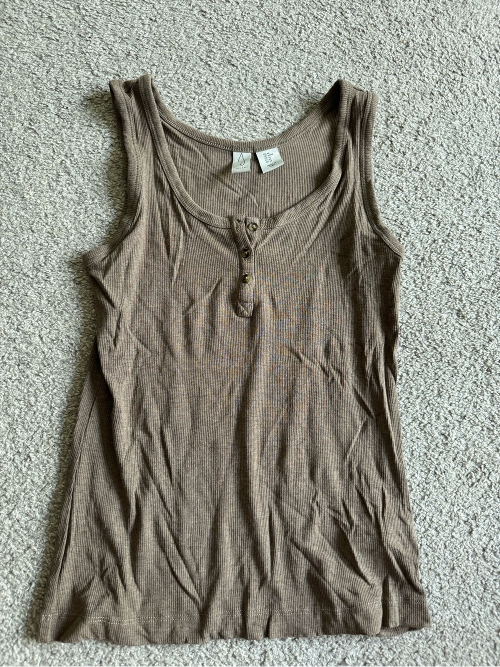 Joie Brown Ribbed Henley Tank Top